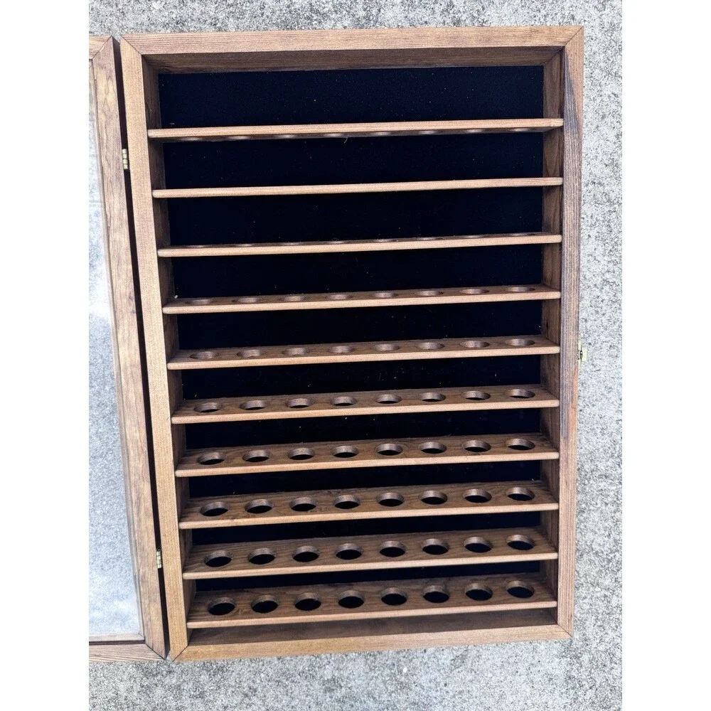 Vintage Tannery Lane Walnut 80 Golf Ball Display Case Glass Door Key